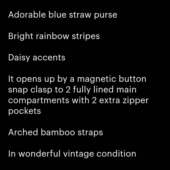 VINTAGE WOVEN STRAW PURSE TOTE BAG RAINBOW BAMBOO 90S Y2K RAVE SUMMER EASTER ๐ - Picture 9 of 10